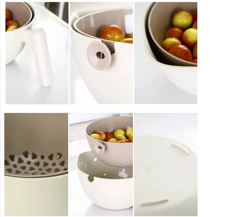 2 Tiers Vegetable Fruit Drain Basket Washing Bowl Detachable Plastic Kitchen Double Sink Drain Basket Bowl