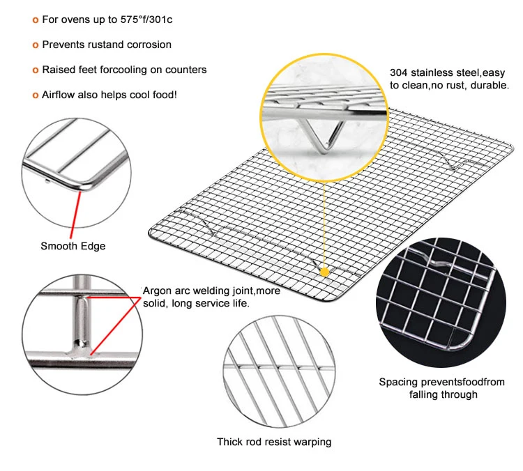 China Collapsible Kitchen Bakery Wire Baking Trays Cooling Rack Grill Mesh