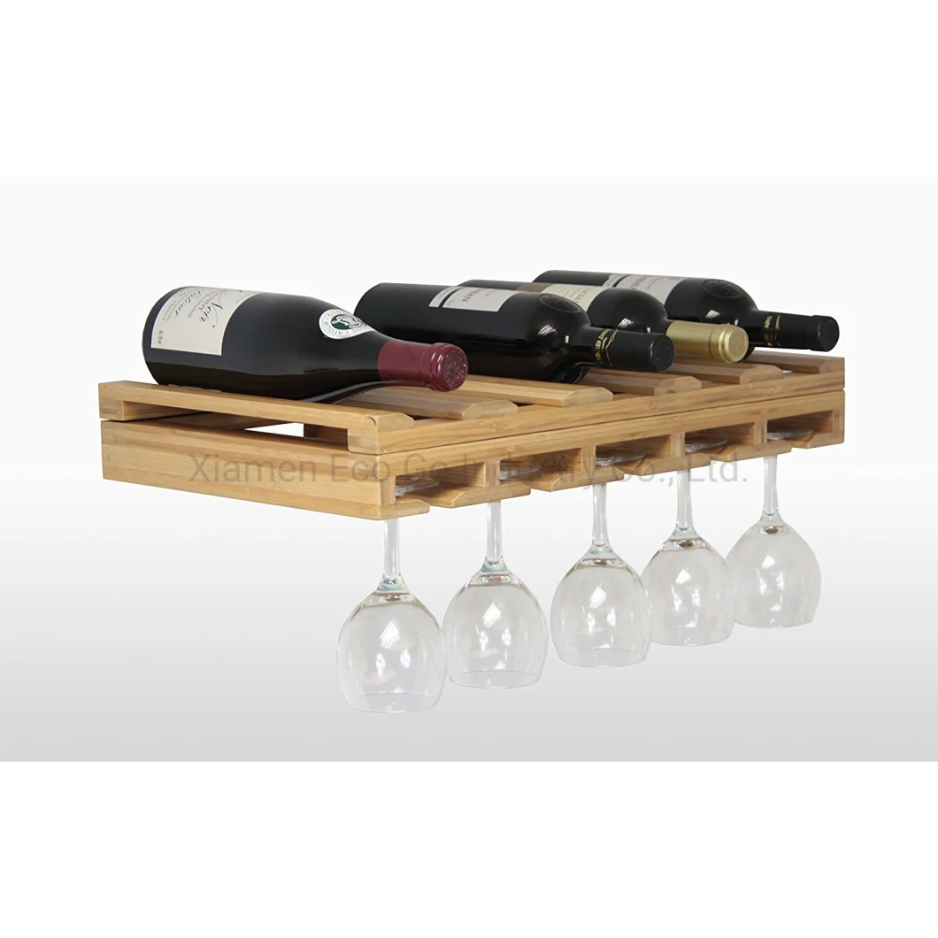 Bamboo Wall Hanging Rack for Wine Bottles Rack Shelf Wall Wine Bottle Hanging Rack Glass Rack