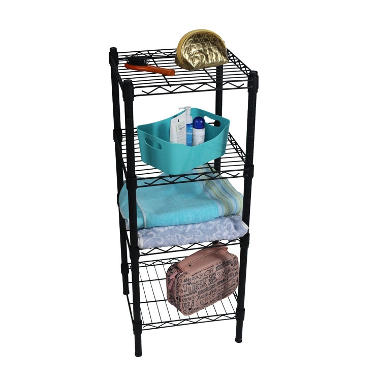 Four-Layer Storage Rack Black Baking Paint Multi-Functional Simple Storage Rack Debris Storage Rack