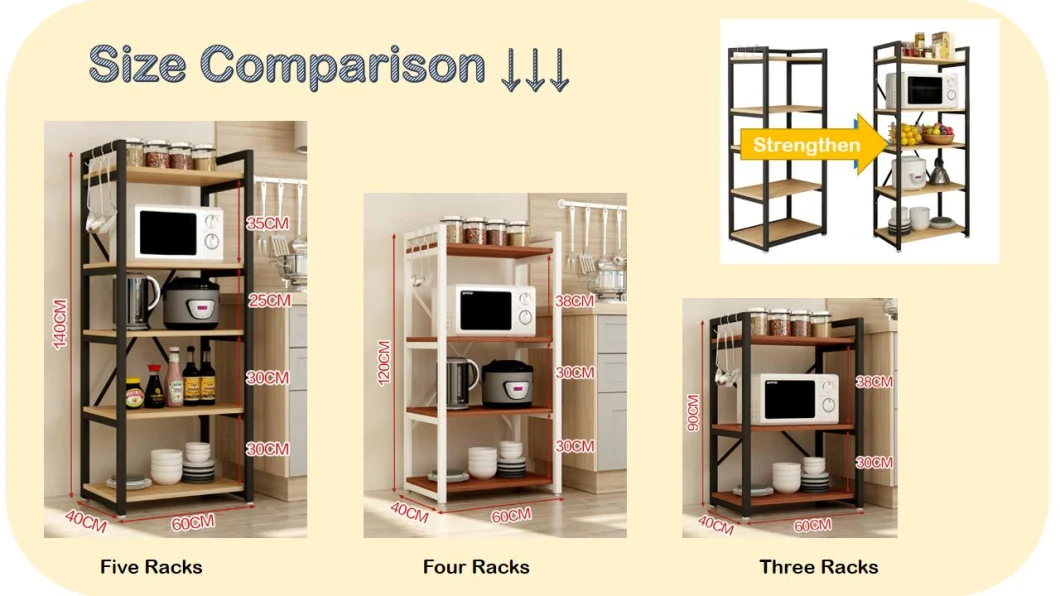 Heavy Duty 5-Tier Kitchen Shelf Rack for Kitchens Storage with Rolling Wheels