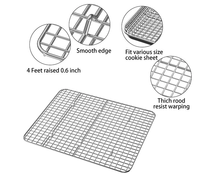 Heavy Duty Safe Rust Free Stainless Steel Baking Rack & Cooling Rack