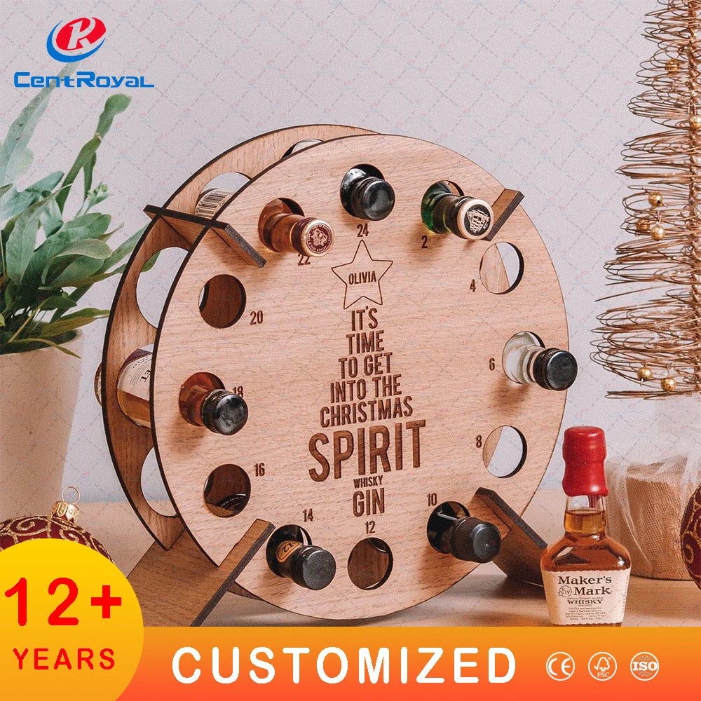 Customized High Quality Countertop Wood Wine Bottle Display Stand Rack for Christmas Day