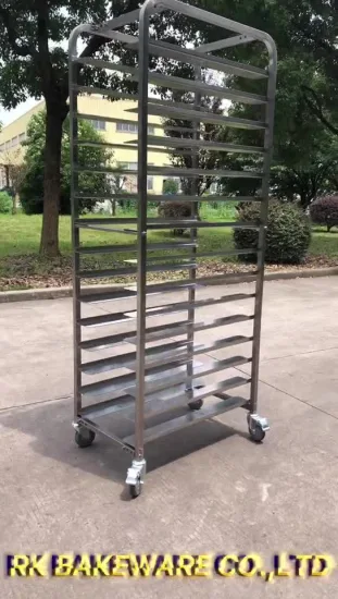 Carrello per teglie da forno Rk Bakeware China-800X600 in acciaio inossidabile con doppia griglia da forno