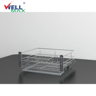 Wellmax, armadietto in filo metallico cromato, organizer per utensili da cucina, portapiatti da cucina, cassetto