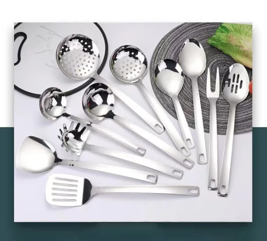 Utensili da cucina in acciaio inossidabile e ottone dorato, utensili da cucina, set di pentole